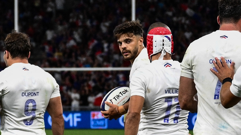 Romain Ntamack (c) scored a try in France's win over Scotland