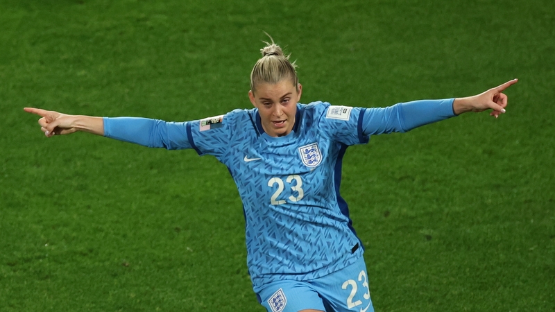 Alessia Russo celebrates scoring England's third goal