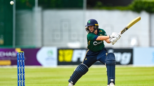 Laura Delany is action with the bat for Ireland last summer against Australia