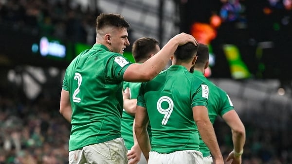 Dan Sheehan (left) scored two tries in Ireland's win against England in March