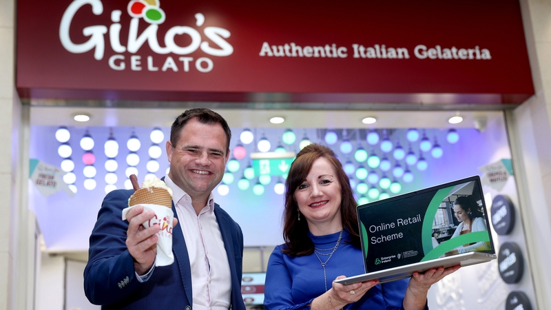 Minister of State Neale Richmond and Teri Smith of Enterprise Ireland at one of the businesses who have secured funding from the Online Retail Scheme