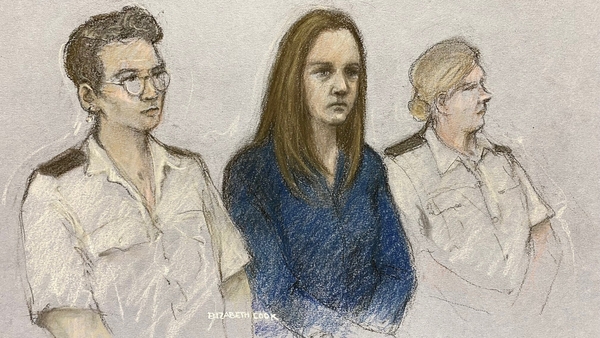 A court drawing of Lucy Letby during her trial