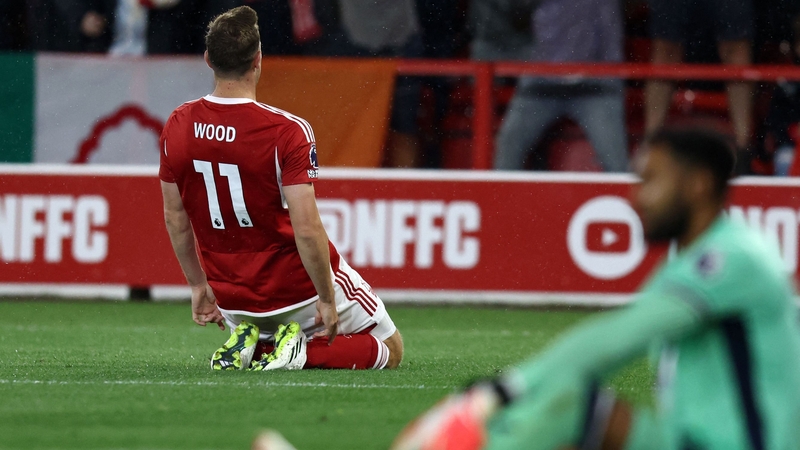 Chris Wood celebrates the late, late winner at the City Ground