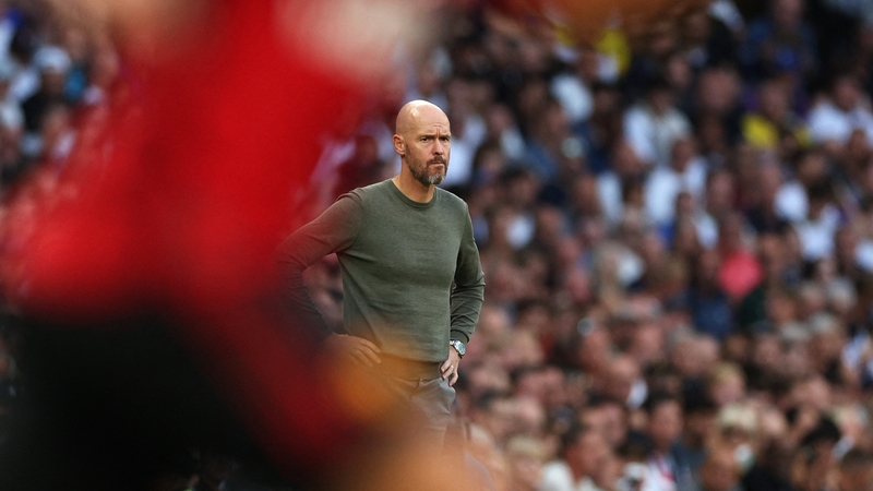 Erik ten Hag looking on during the game at Tottenham