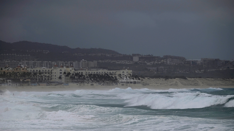 Medano beach in Los Cabos, Baja California State, Mexico, during the passage of Hurricane Hilary