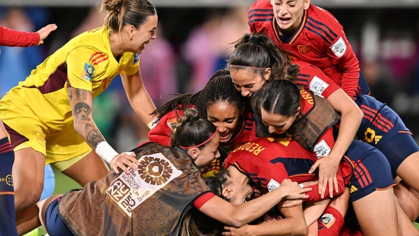 Spain celebrate winning the Women's World Cup for the first time ever