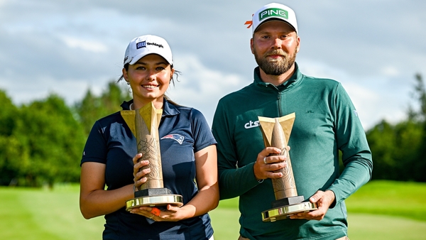 Alexa Pano of USA and Daniel Brown of England with their respective trophies