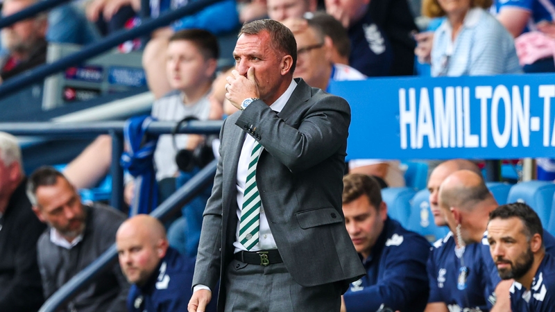 Brendan Rodgers during the game at Rugby Park