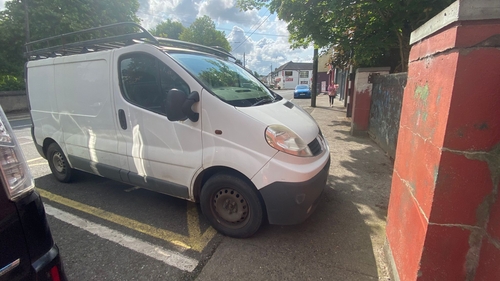 A partially blocked footpath in Kilcock, Co Kildare