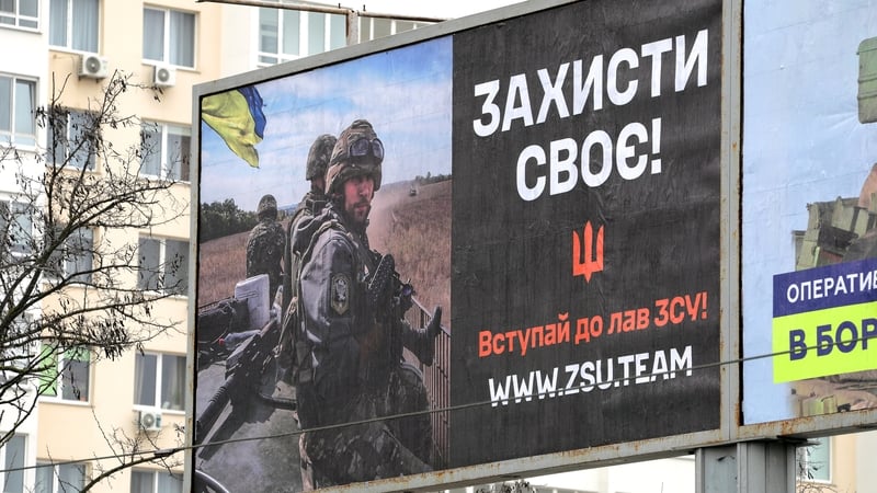 An army recruitment advertisement in Odesa, Ukraine