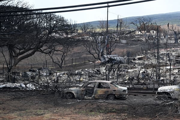Fire damage in Lahaina, Hawaii