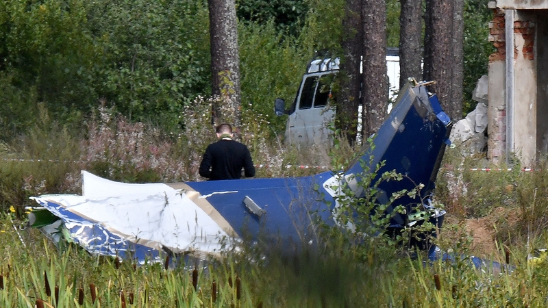 The scene of the crash in which Yevgeny Prigozhin died