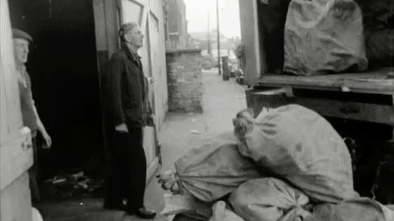 Workers in Amiens Street, Dublin during the postal sorters' overtime ban, 1968.