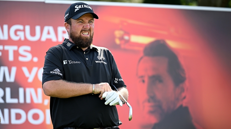 Shane Lowry reacts after his tee shot at the seventh hole Albatross Golf Resort in Prague