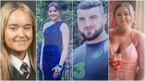 (L-R) Nicole Murphy, Grace McSweeney, her brother Luke McSweeney, and Zoey Coffey