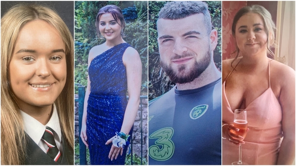(L-R) Nicole Murphy, Grace McSweeney, her brother Luke McSweeney, and Zoey Coffey
