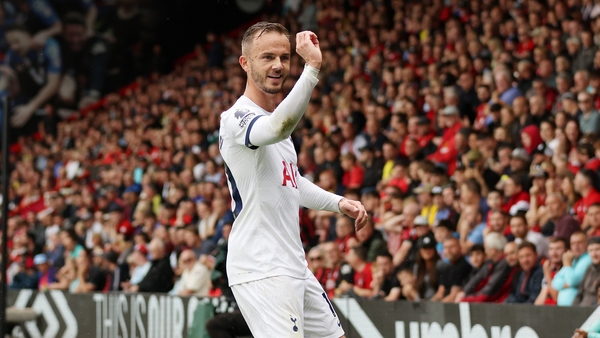 James Maddison celebrates his first goal for Spurs