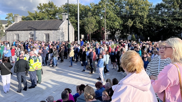 Crowds gathered at Kickham Plaza in Clonmel this evening
