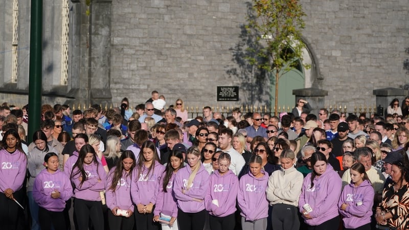 Some of the Class of 2023 from Presentation Secondary School are seen at the vigil in Clonmel