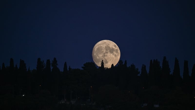 The super blue moon rising above Izmir in Turkey this evening