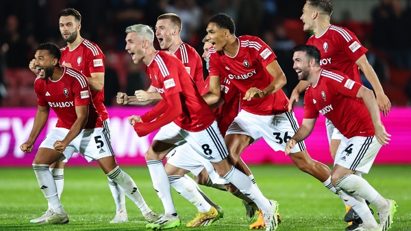 Salford players celebrate their win