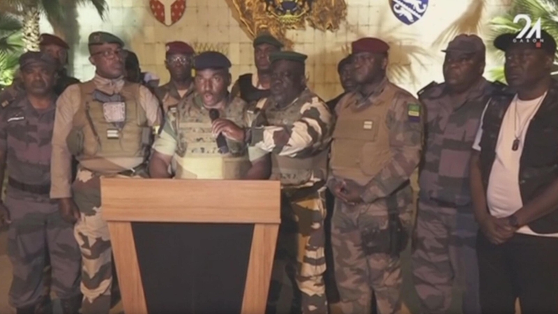 The coup leaders have named Oligui Nguema 'transitional president' (Credit: Gabon National Television/ Handout)