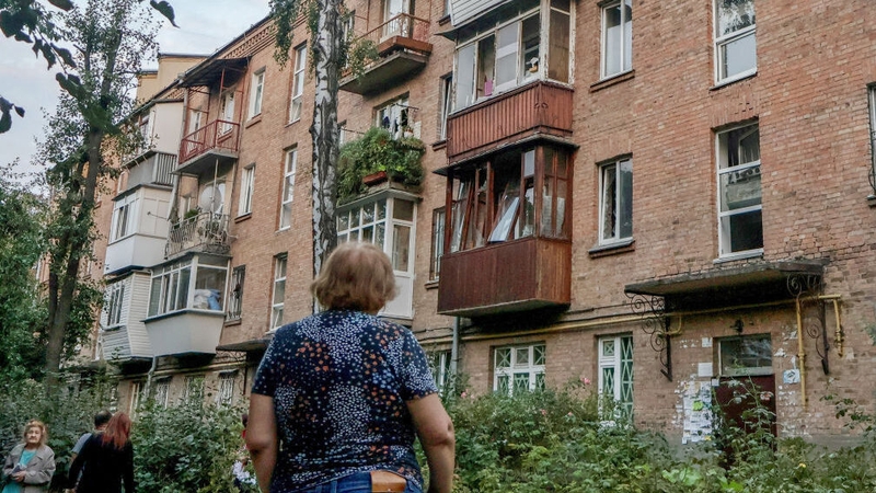 A Kyiv apartment block damaged in a Russian missile strike earlier this week