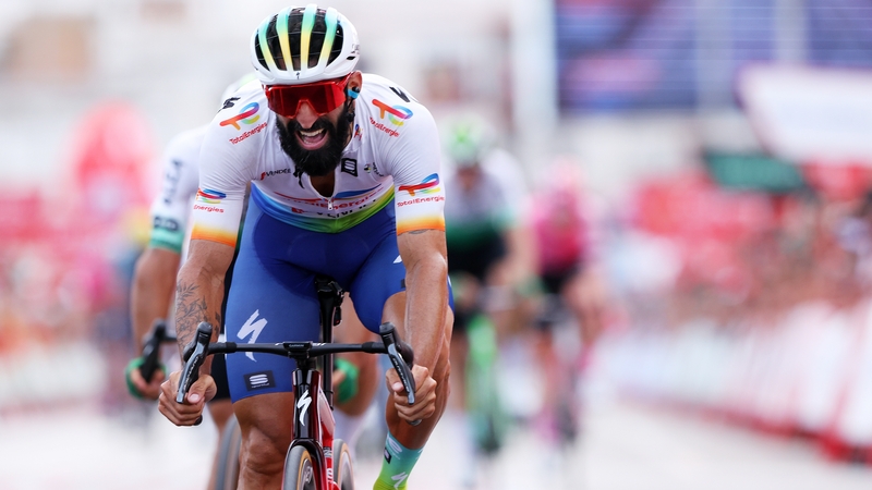 Geoffrey Soupe reacts to winning the stage