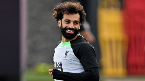 Mo Salah in Liverpool training on Friday