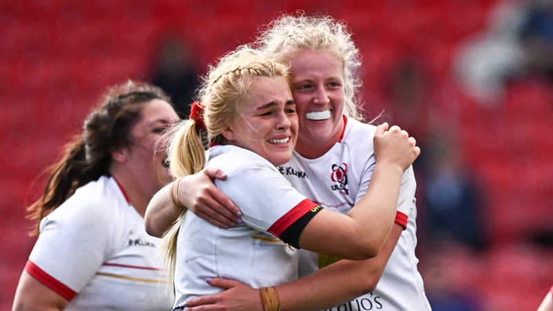 Taryn Schutzler (L) and India Daley celebrate Ulster's win