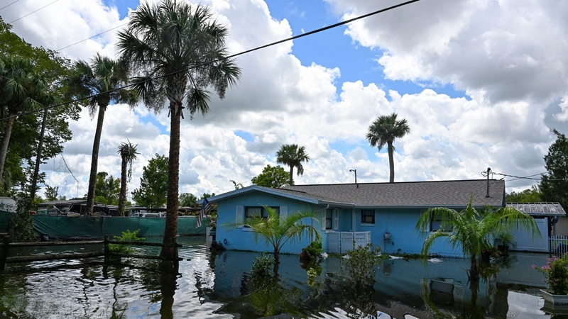 A flooded house in Crystal River, Florida on , after Hurricane Idalia made landfall