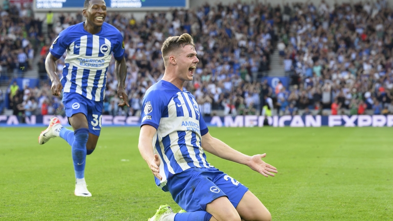 Evan Ferguson after scoring for Brighton last season