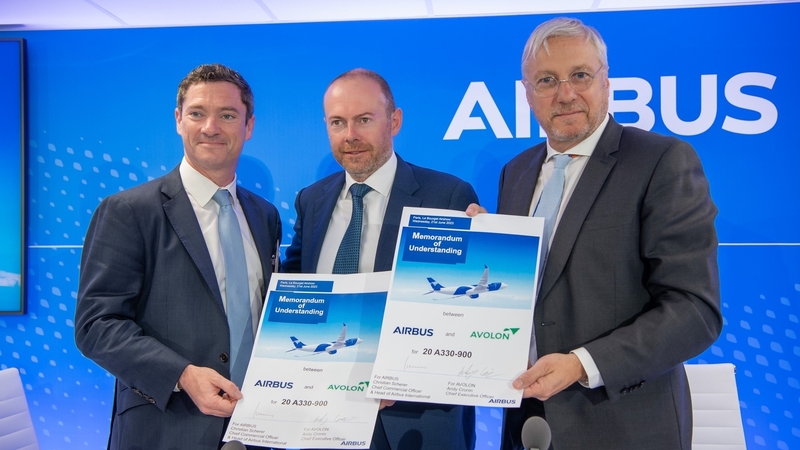 Paul Geaney, President and Chief Commercial Officer of Avolon, Andy Cronin, CEO of Avolon and Christian Scherer, Chief Commercial Officer and Head of International at Airbus