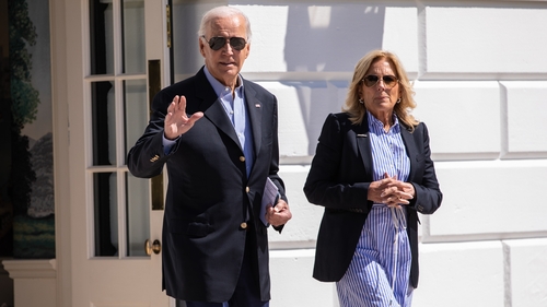 Joe Biden and Jill Biden seen at the White House on Saturday morning