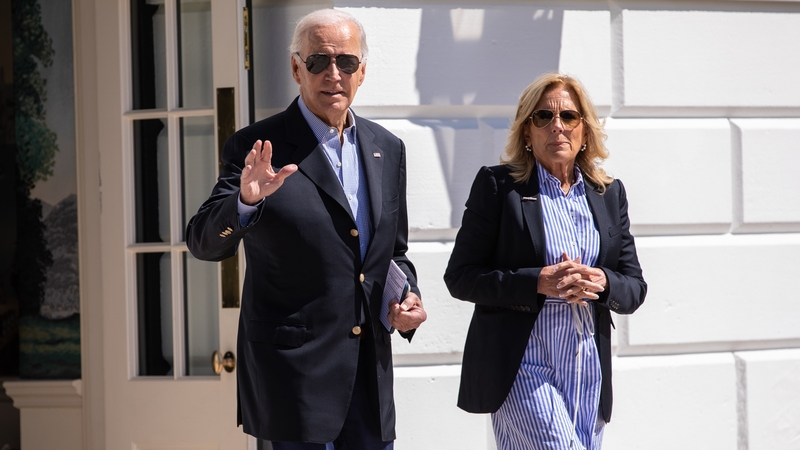 Joe Biden and Jill Biden seen at the White House on Saturday morning