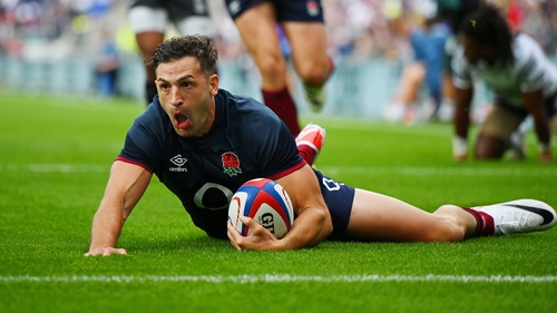 Jonny May crosses the whitewash against Fiji