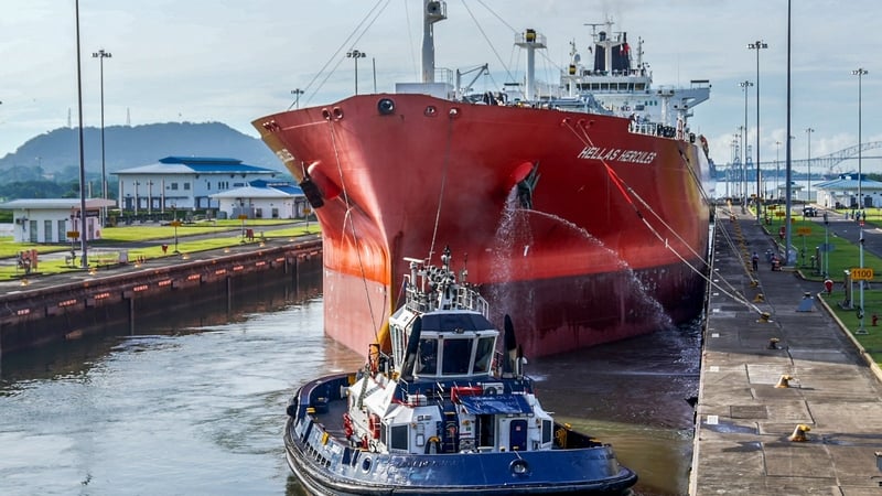 Dozens of vessels pass through the vital waterway each day
