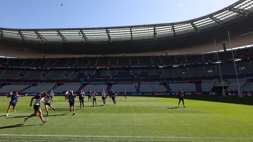 The France team training ahead of their Rugby World Cup match against New Zealand at Stade de France