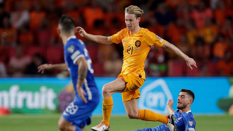 Frenkie De Jong in action against Greece on Thursday