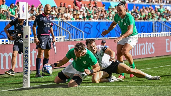 Peter O'Mahony scoring the 10th of Ireland's 12 tries