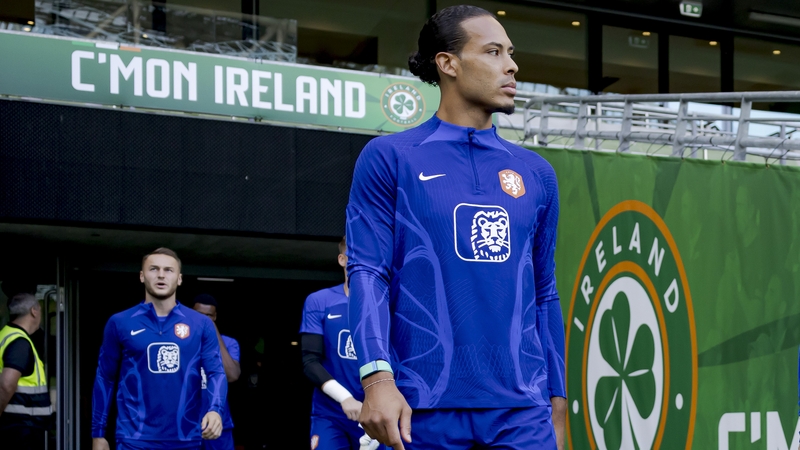 Virgil van Dijk prepares to train at the Aviva Stadium on Sunday