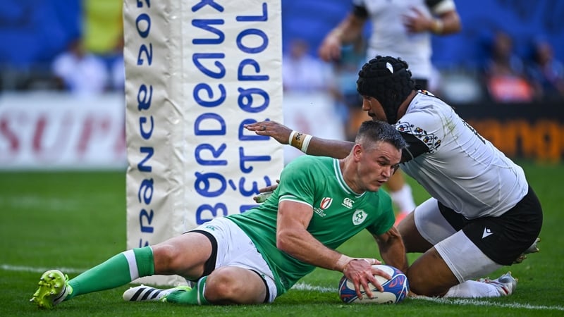 Johnny Sexton score 24 points against Romania, including two tries