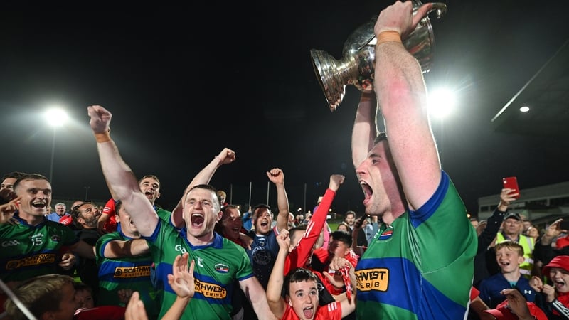 Paul Geaney celebrates with the Michael O'Connor Cup