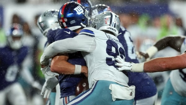 Giants quarterback Daniel Jones was sacked seven times