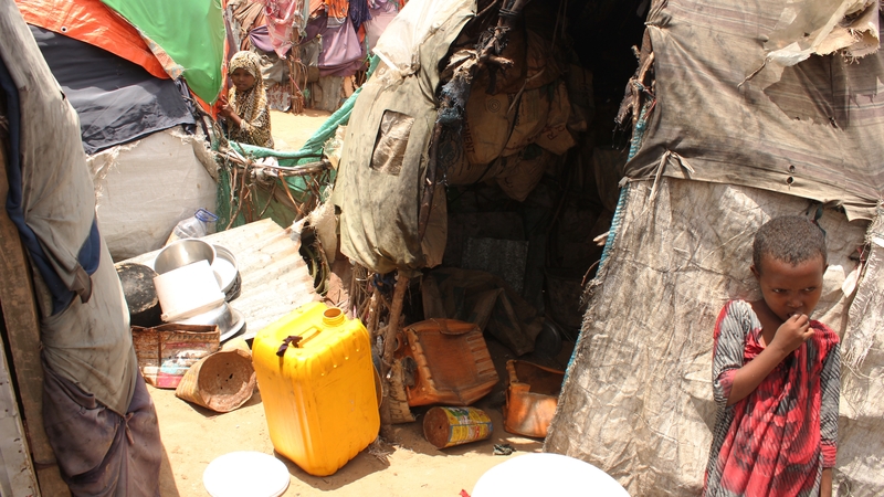 Children are seen at Tareedisho Camp as 1.2 million Somalians were internally displaced due to a long-lasting drought in Somalia