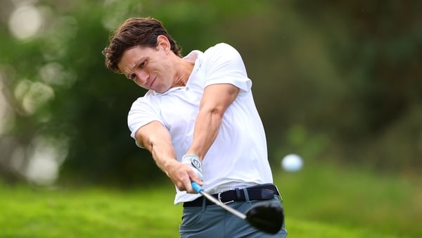 Tom Holland plays a shot on the 6th hole during the Pro-Am prior to the BMW PGA Championship at Wentworth Golf Club on Wednesday in Virginia Water, England. (Photo by Andrew Redington/Getty Images)