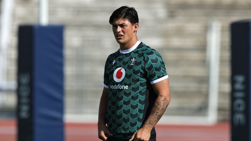 Louis Rees-Zammit at Wales training ahead of Portugal clash