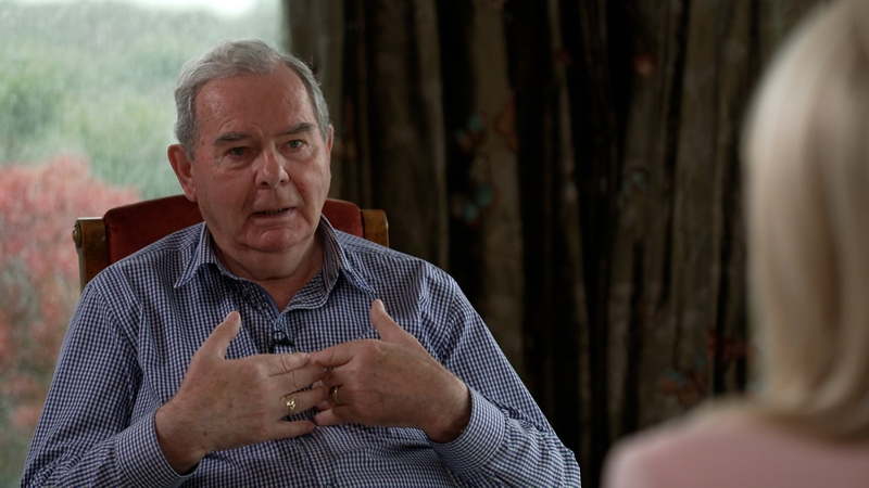 Sean Quinn speaking to Prime Time's Miriam O'Callaghan