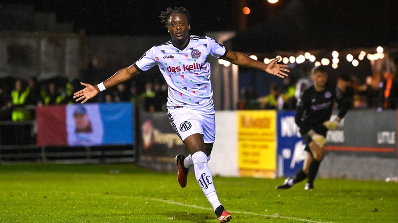 Jonathan Afolabi after getting Bohs third against Drogs