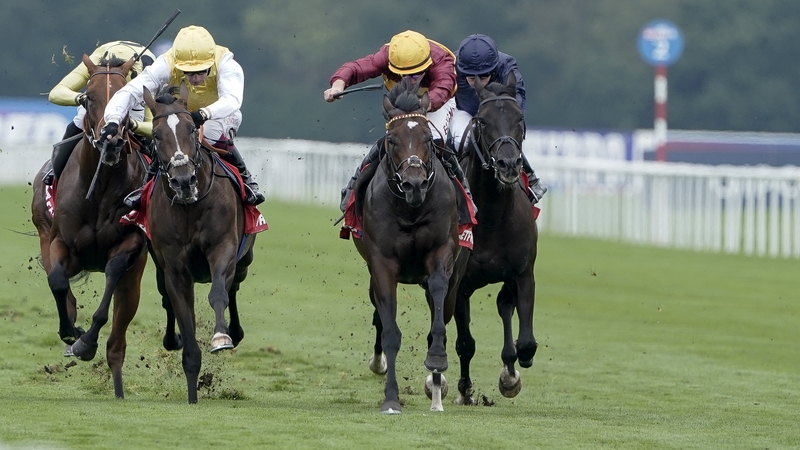 Iberian (maroon and yellow silks) will head to Newmarket next month for the Dewhurst Stakes